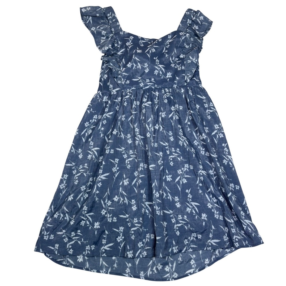 Wallflower Women Blue Floral Ruffle Square Neck High Low Prairie Dress Size XL